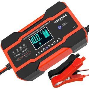 10-Amp Battery Charger, Smart Trickle Charger 12V 24V Car Battery Charger